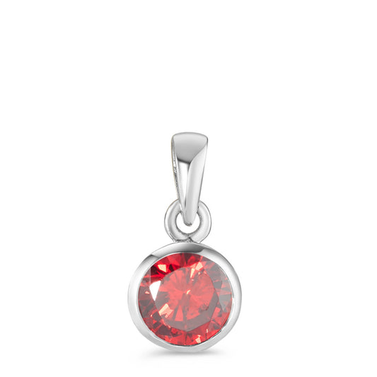 Pendant Silver Zirconia Red Rhodium plated Ø7.5 mm