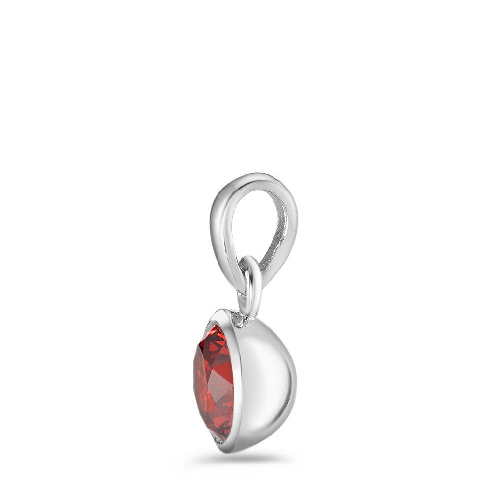 Pendant Silver Zirconia Red Rhodium plated Ø7.5 mm