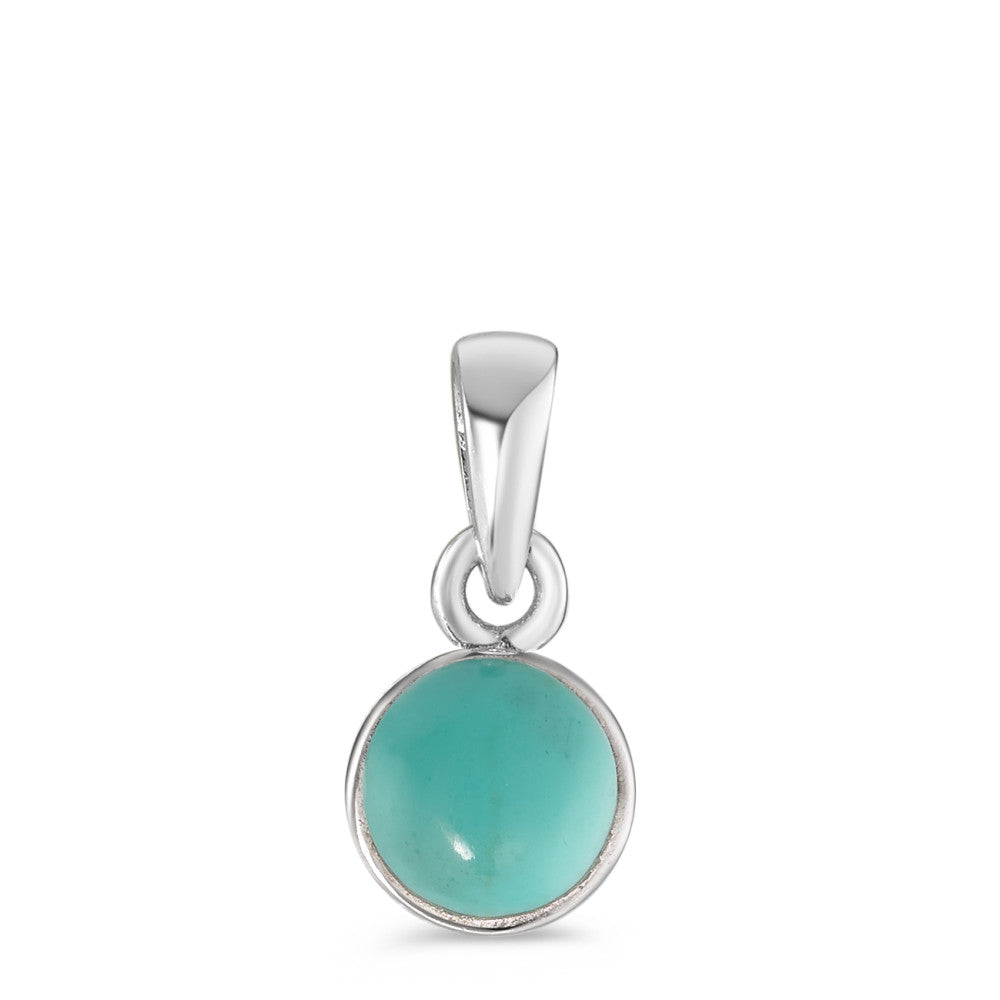 Pendant Silver Turquoise Green Rhodium plated Ø7 mm