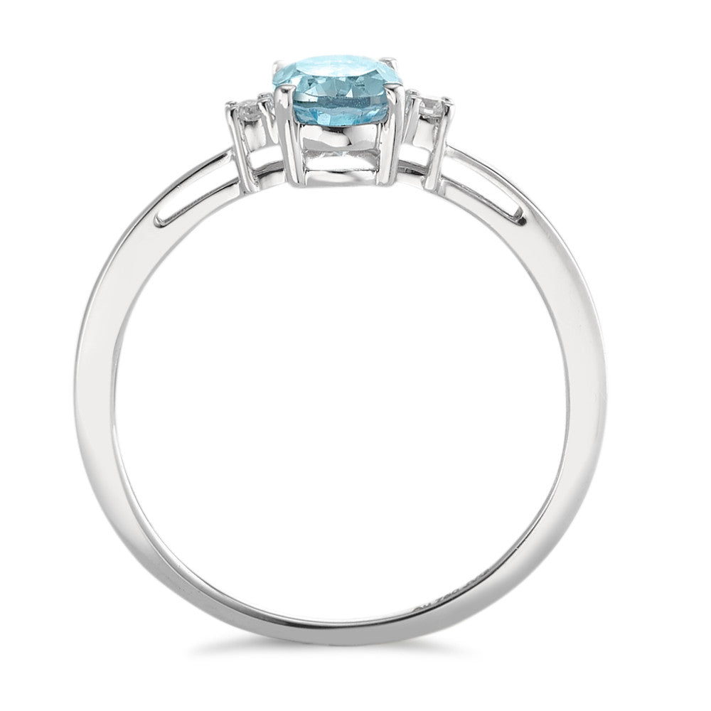 Ring 18k White Gold Topaz 3 Stones, w-si