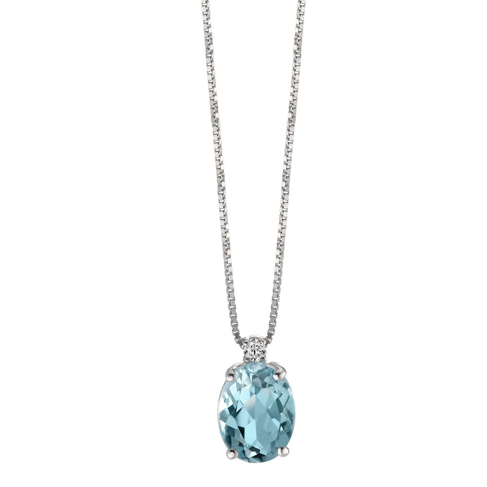 Necklace 18k White Gold Topaz 0.02 ct, 2 Stones, w-si 39-42 cm