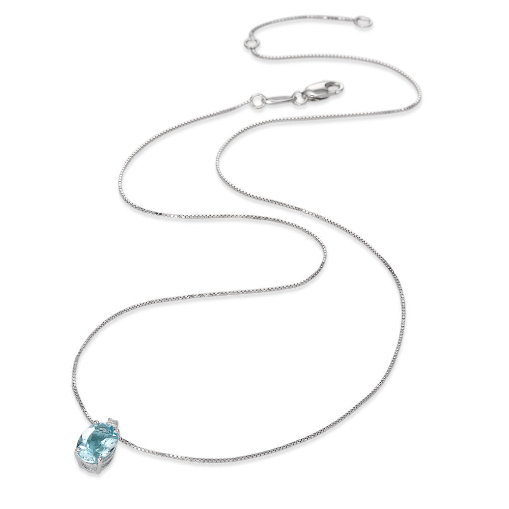 Necklace 18k White Gold Topaz 0.02 ct, 2 Stones, w-si 39-42 cm