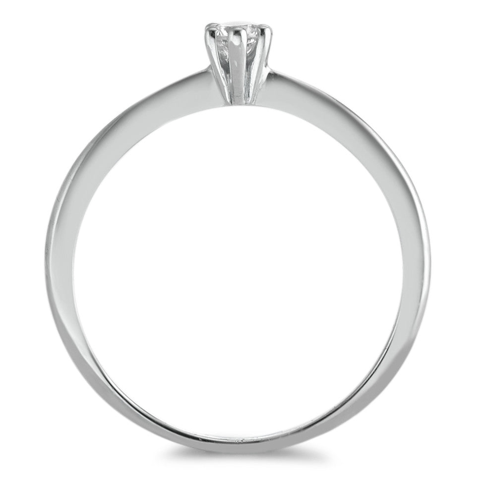 Solitaire ring Silver Zirconia Rhodium plated