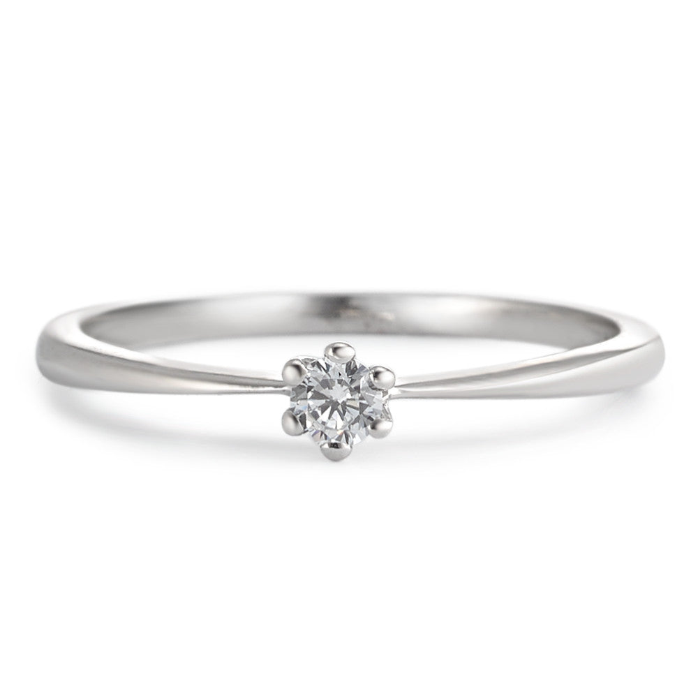 Solitaire ring Silver Zirconia Rhodium plated