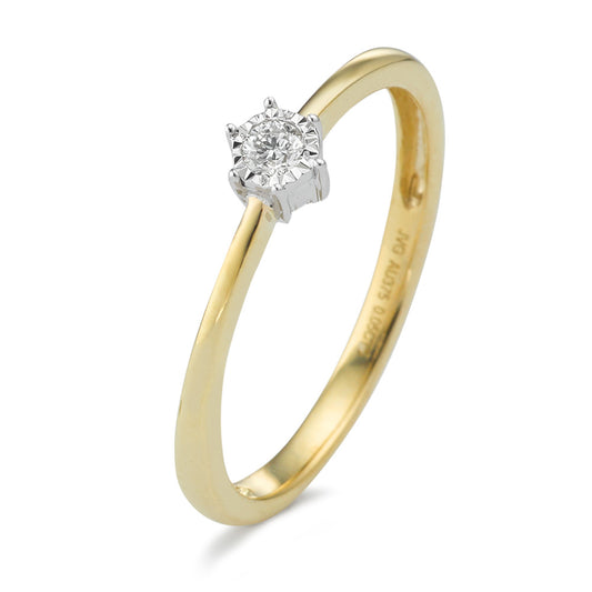 Solitaire ring 9k Yellow Gold Diamond 0.05 ct, w-si Bicolor