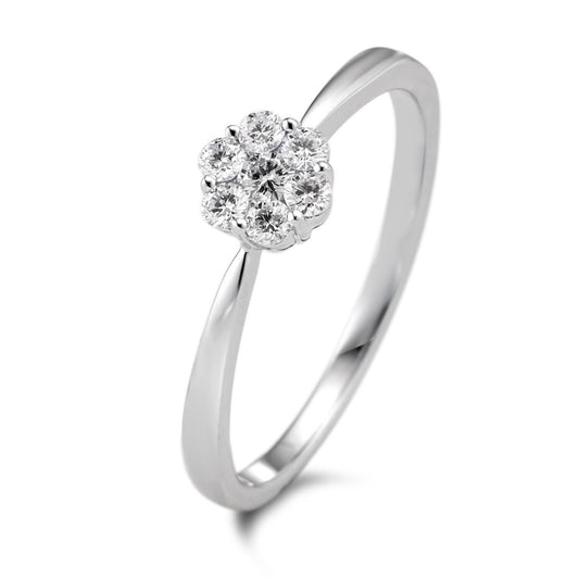 Ring 9k White Gold Diamond 0.18 ct, 7 Stones, w-si