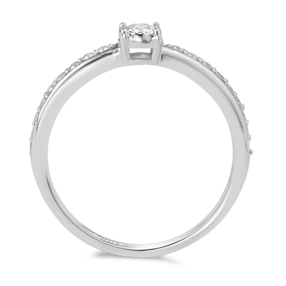 Solitaire ring 9k White Gold Diamond 0.20 ct, 19 Stones, w-si