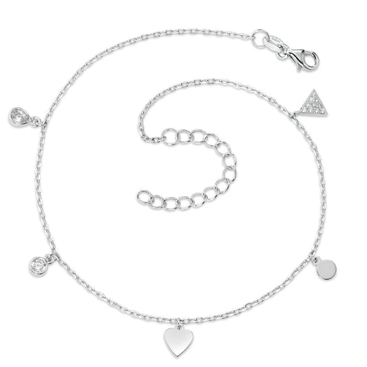 Anklet Silver Zirconia Rhodium plated 24-27 cm