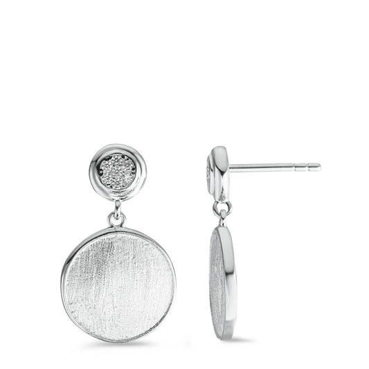 Drop Earrings Silver Zirconia Rhodium plated Ø12 mm