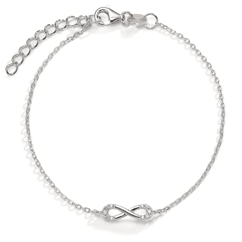 Bracelet Silver Zirconia Rhodium plated Infinity 16-19 cm