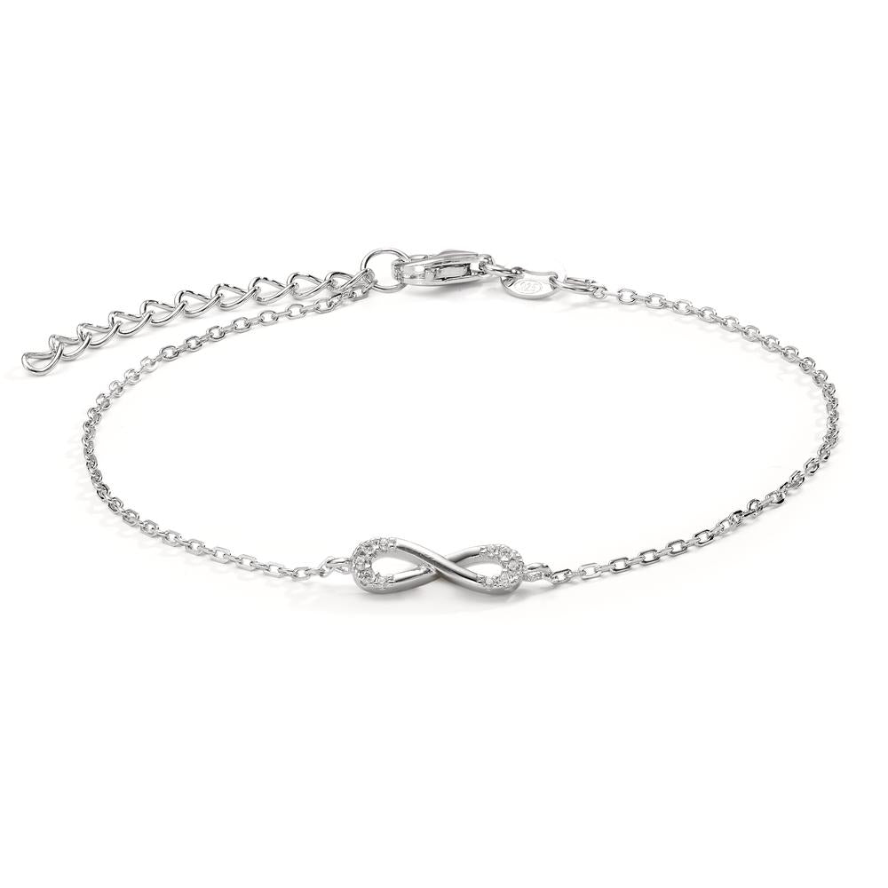 Bracelet Silver Zirconia Rhodium plated Infinity 16-19 cm