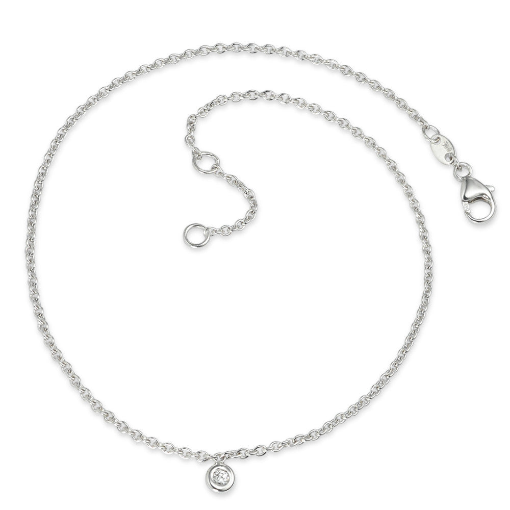 Anklet 18k White Gold Diamond 0.03 ct, w-si 23.5-25.5 cm