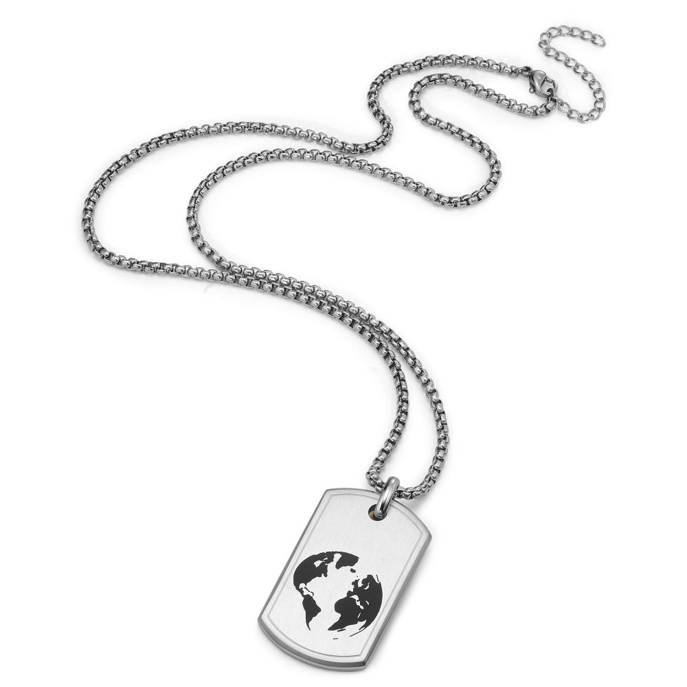 Necklace with pendant Stainless steel Globe 50-55 cm