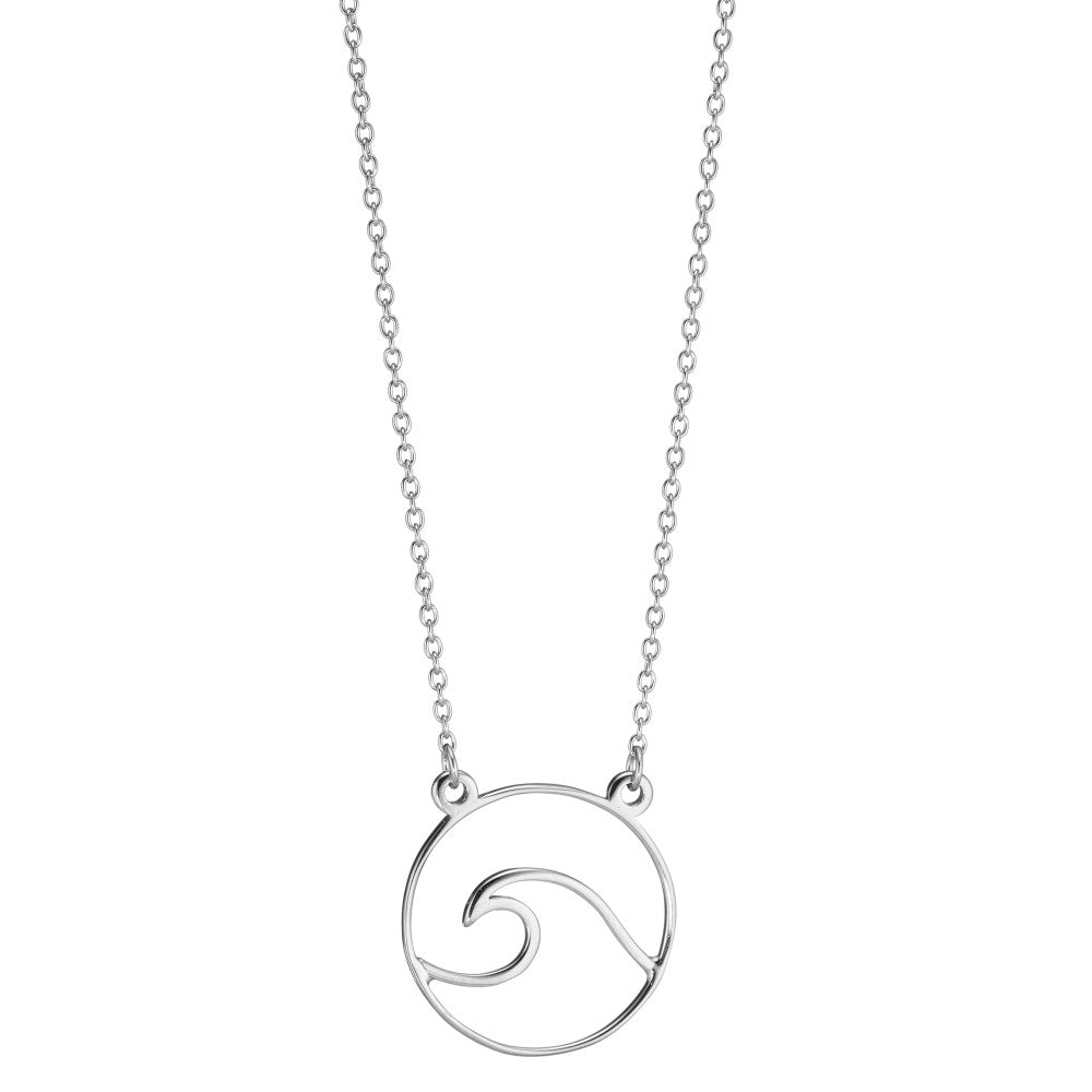 Necklace Silver Rhodium plated Wave 40-45 cm Ø18 mm