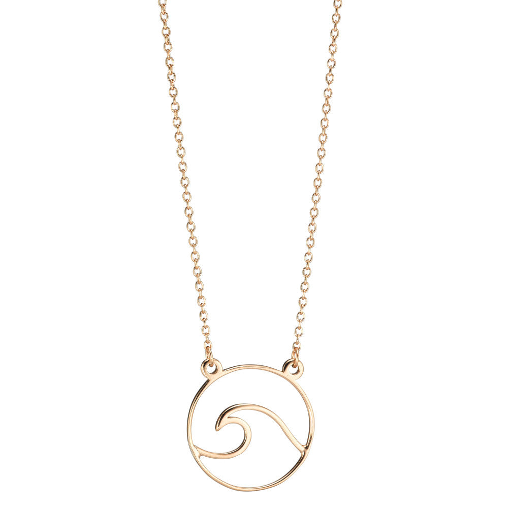 Necklace Silver Yellow Gold plated Wave 40-45 cm Ø18 mm