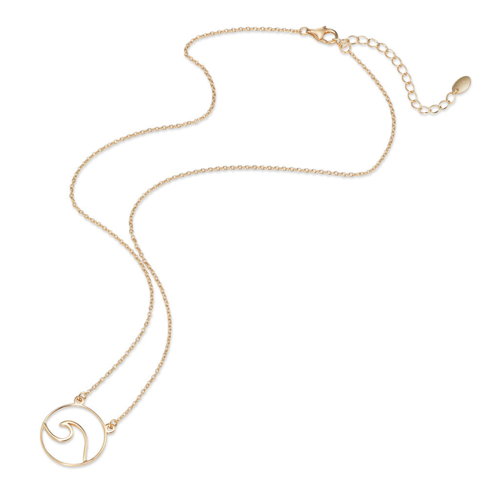 Necklace Silver Yellow Gold plated Wave 40-45 cm Ø18 mm