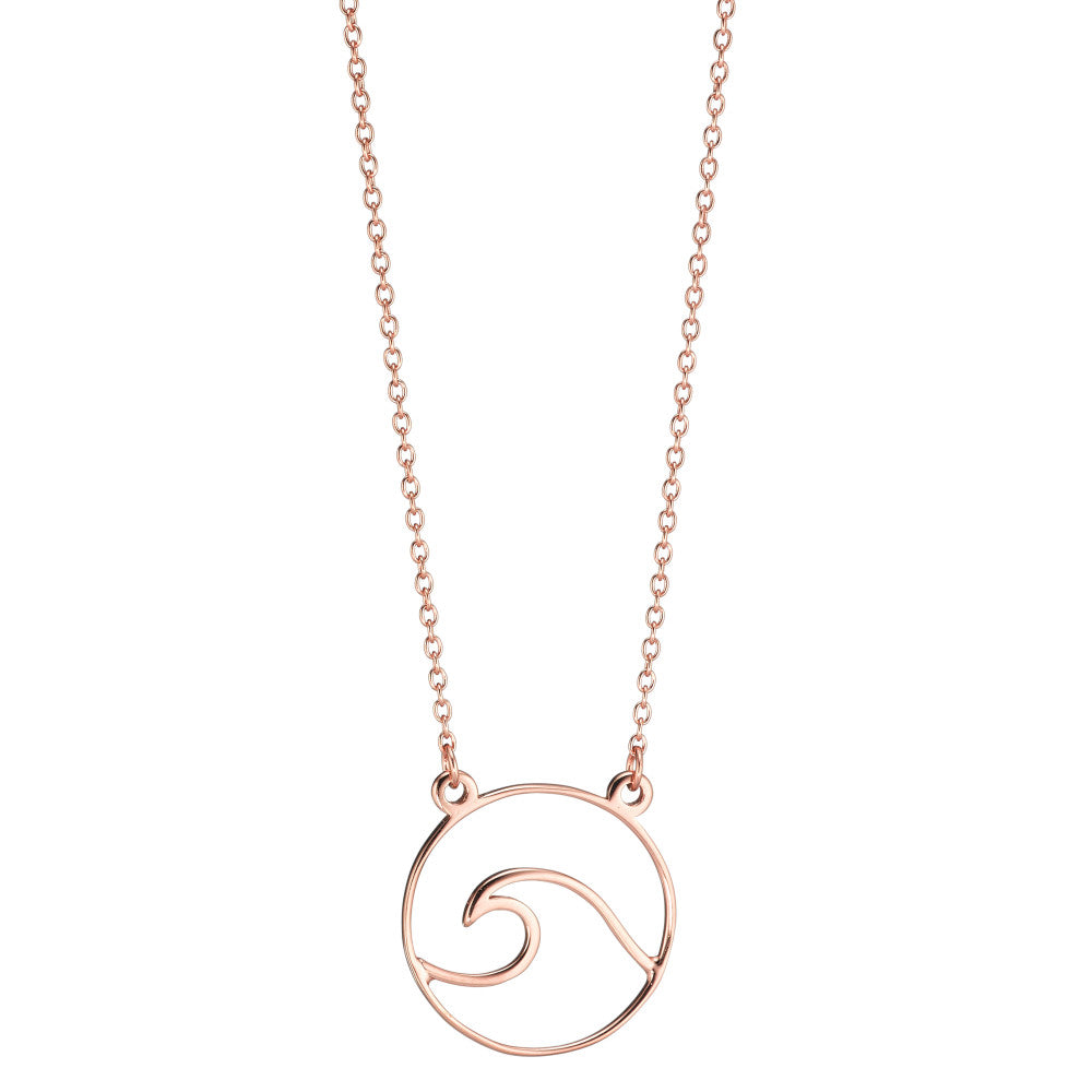 Necklace Silver Rose Gold plated Wave 40-45 cm Ø18 mm