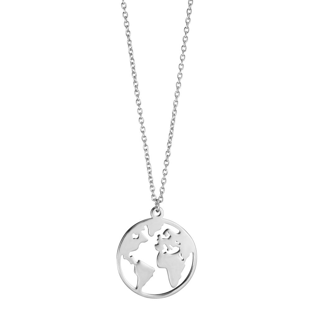 Necklace Silver Rhodium plated Globe 40-45 cm Ø18 mm