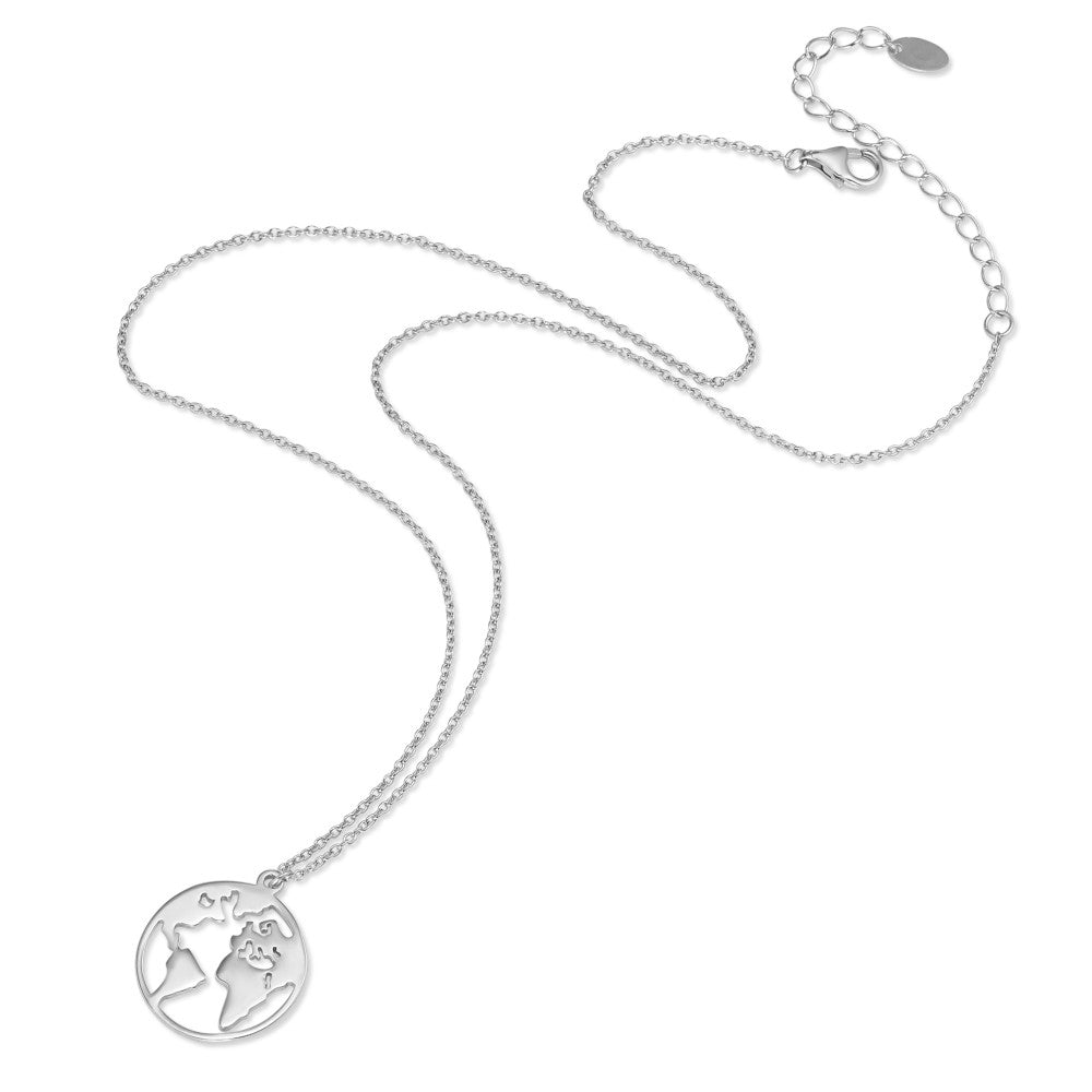 Necklace Silver Rhodium plated Globe 40-45 cm Ø18 mm