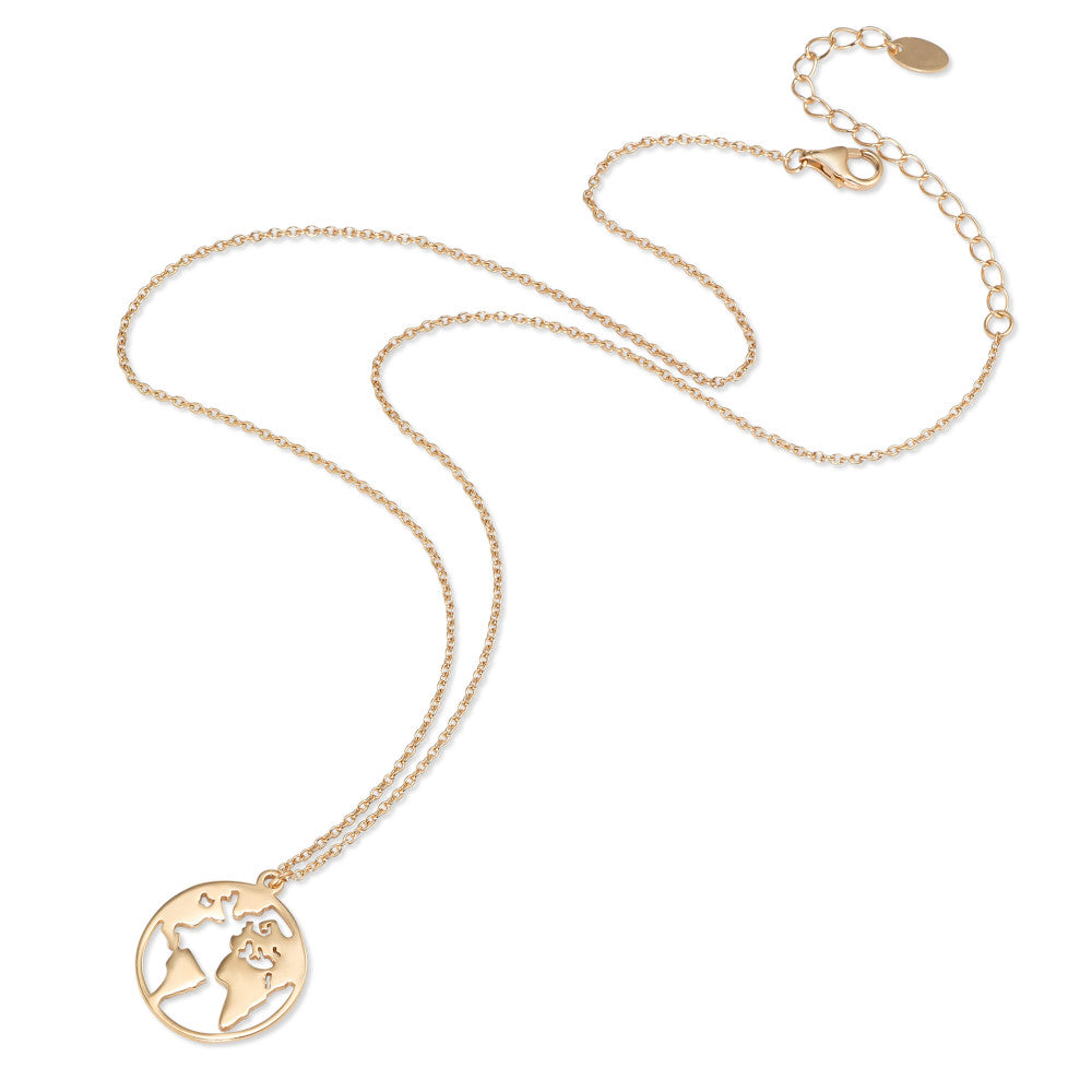 Necklace Silver Yellow Gold plated Globe 40-45 cm Ø18 mm