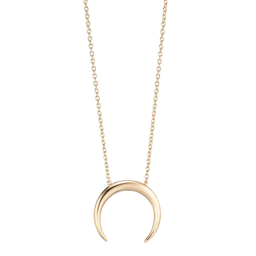 Necklace Silver Yellow Gold plated Moon 40-45 cm Ø18 mm