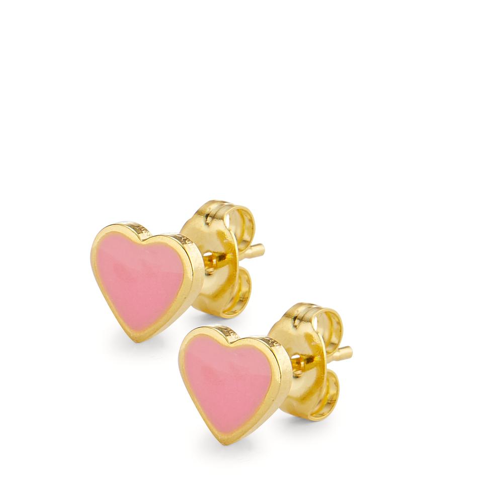 Stud earrings Hypoallergenic Yellow IP coated Heart