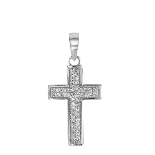 Pendant 18k White Gold Diamond 0.10 ct, 47 Stones, w-si Cross