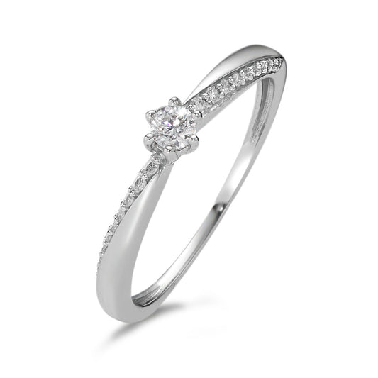 Solitaire ring 18k White Gold Diamond 0.15 ct, 21 Stones, w-si