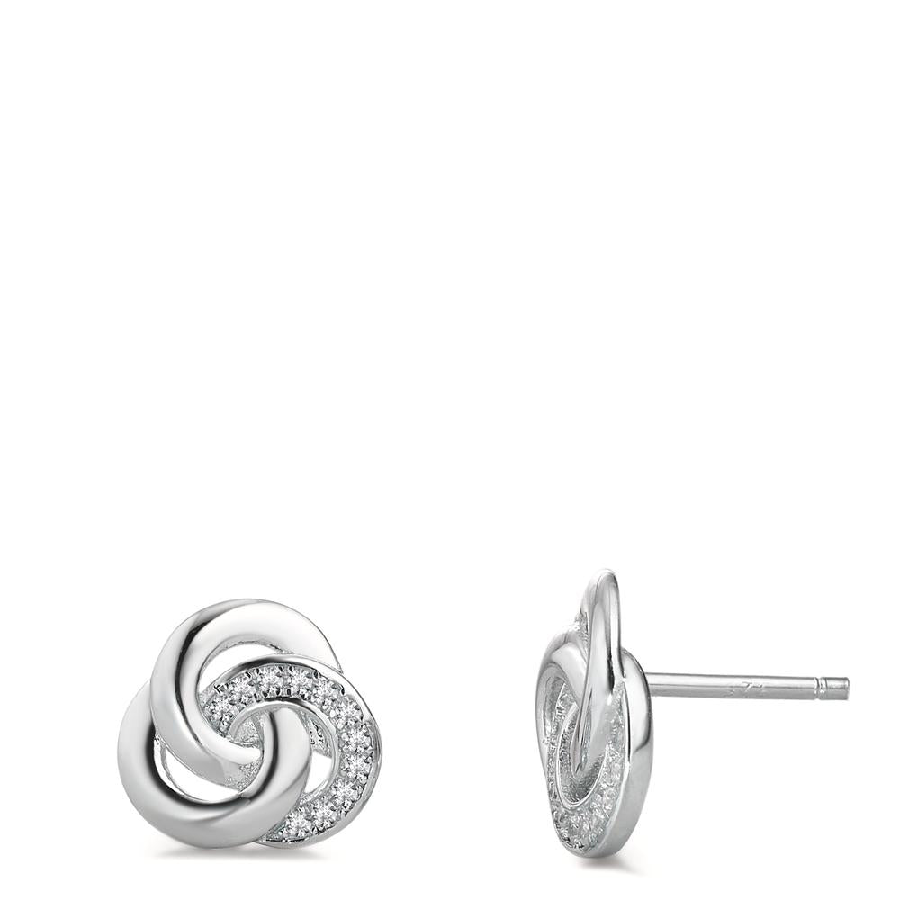 Stud earrings Silver Zirconia 22 Stones Rhodium plated Ø10 mm