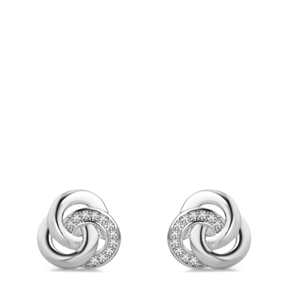 Stud earrings Silver Zirconia 22 Stones Rhodium plated Ø10 mm