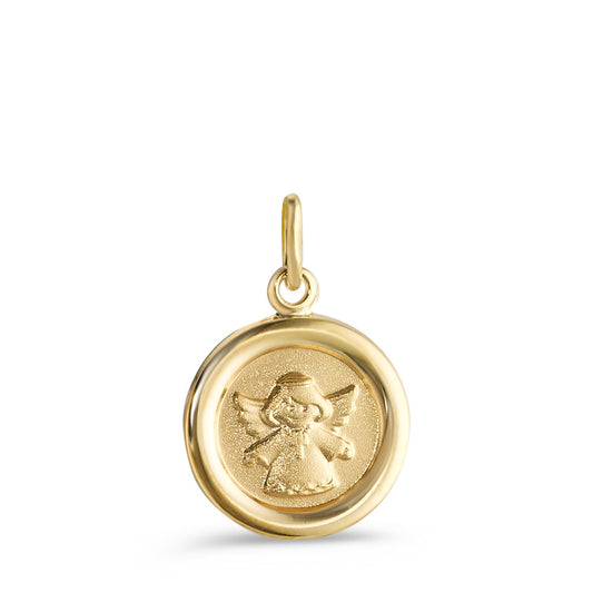 Engravable pendant 18k Yellow Gold Guardian Angel Ø12 mm