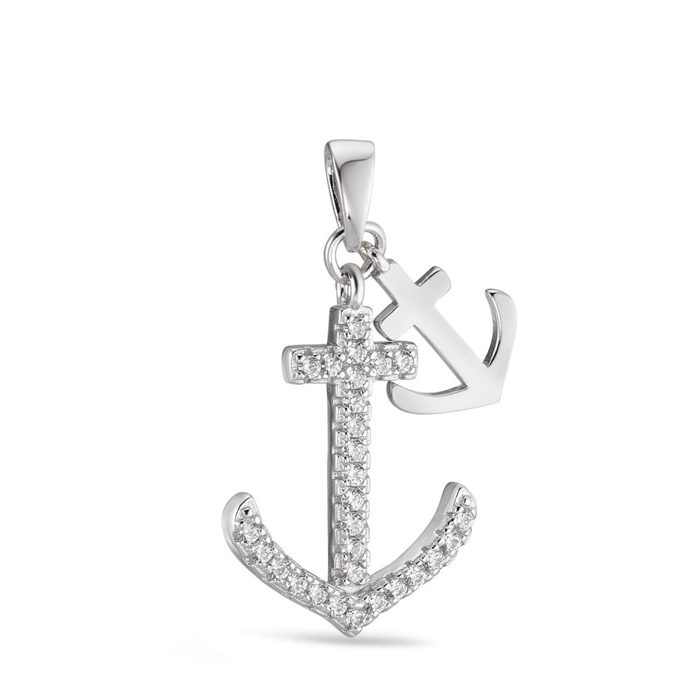 Pendant Silver Zirconia Rhodium plated Anchor