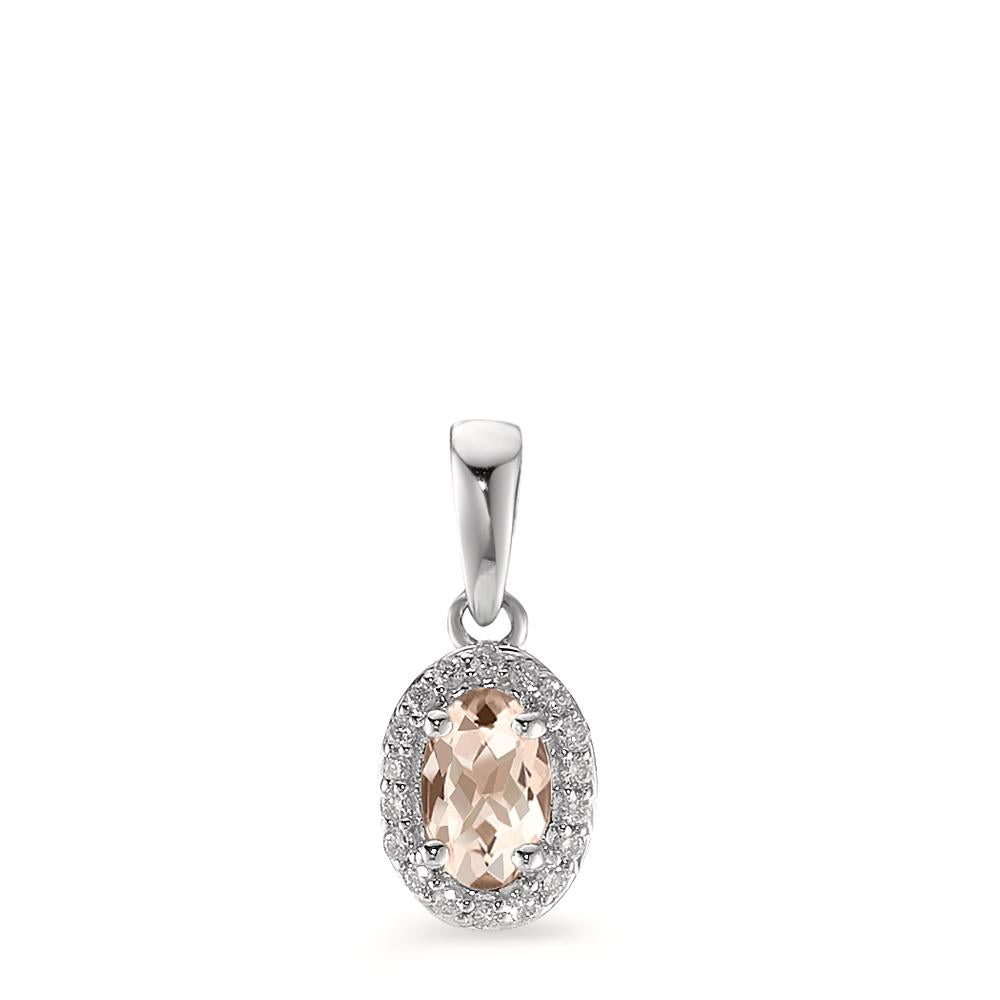 Pendant 9k White Gold Morganite Champagne, 0.36 ct, oval, Diamond White, 0.06 ct, 18 Stones, w-pi3