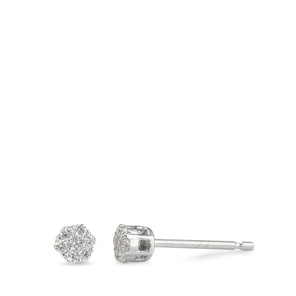 Stud earrings 9k White Gold Diamond 0.15 ct, 14 Stones, w-pi3 Ø3.5 mm