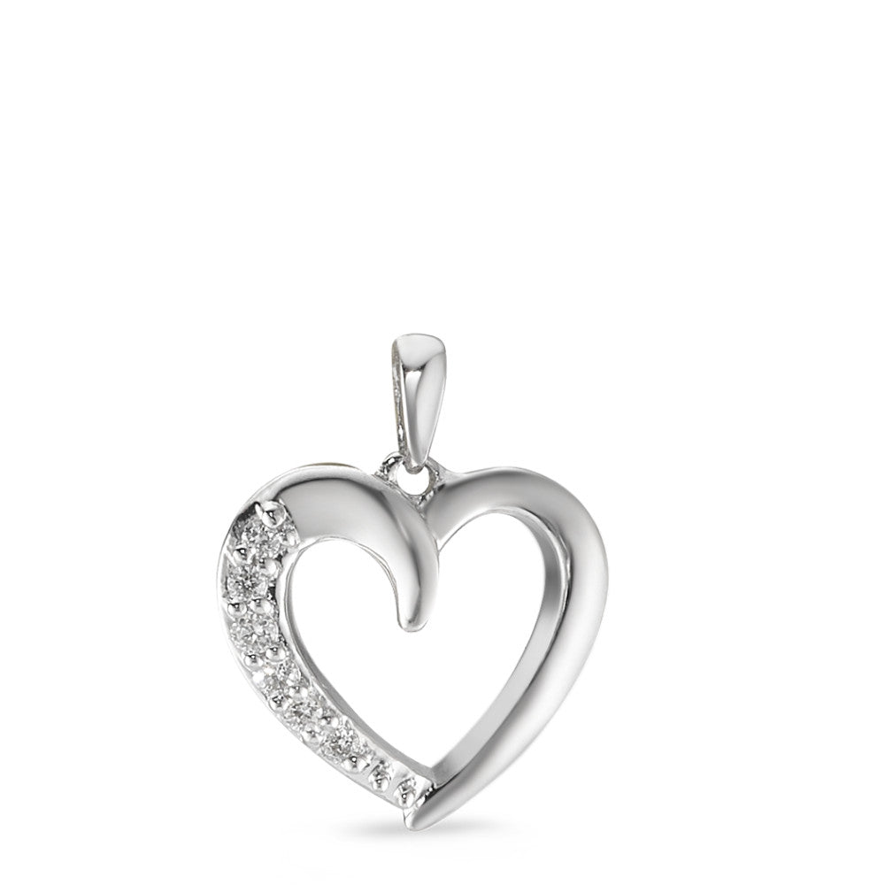 Pendant 9k White Gold Diamond 0.06 ct, 6 Stones, w-pi3 Heart Ø12 mm