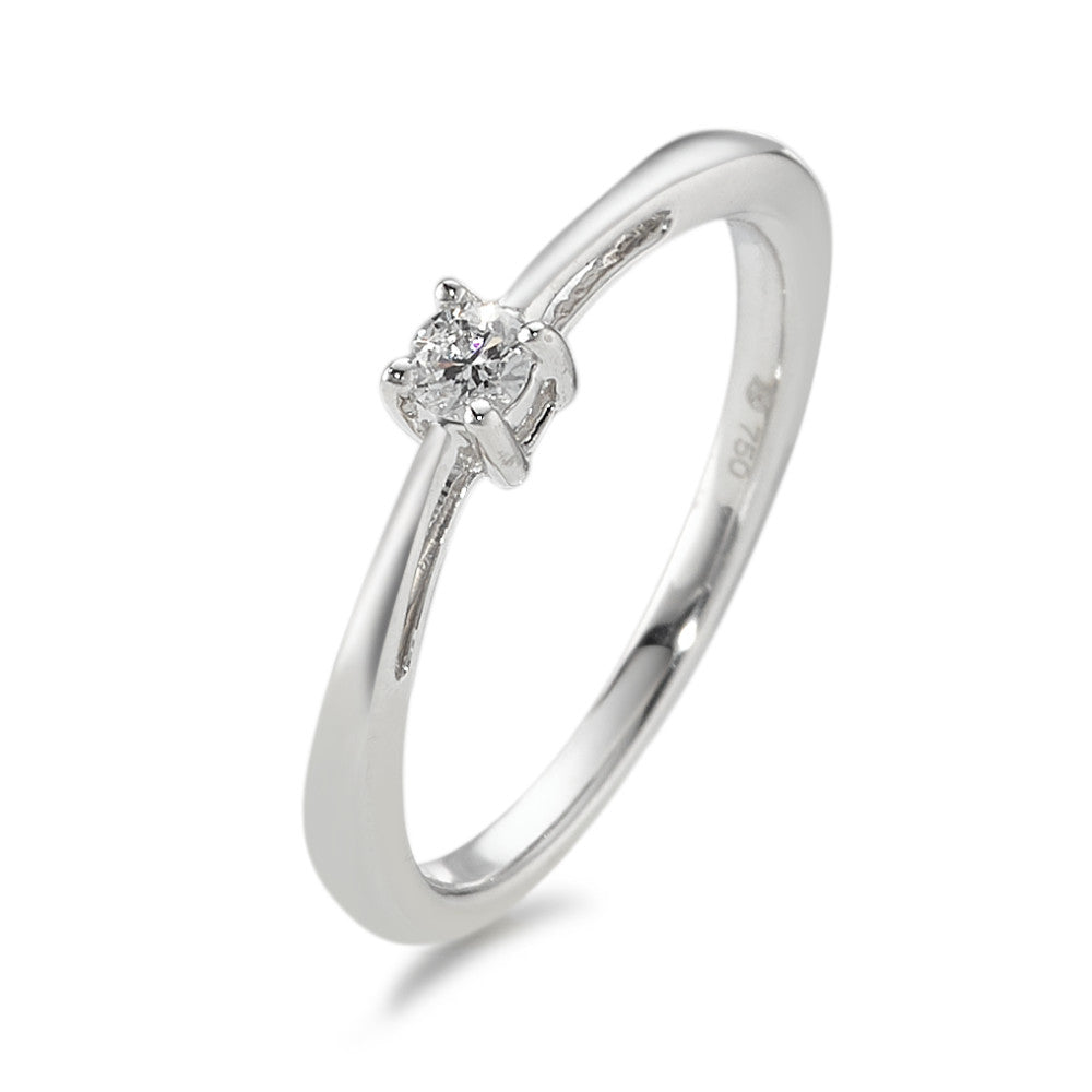 Solitaire ring 18k White Gold Diamond 0.10 ct, w-si