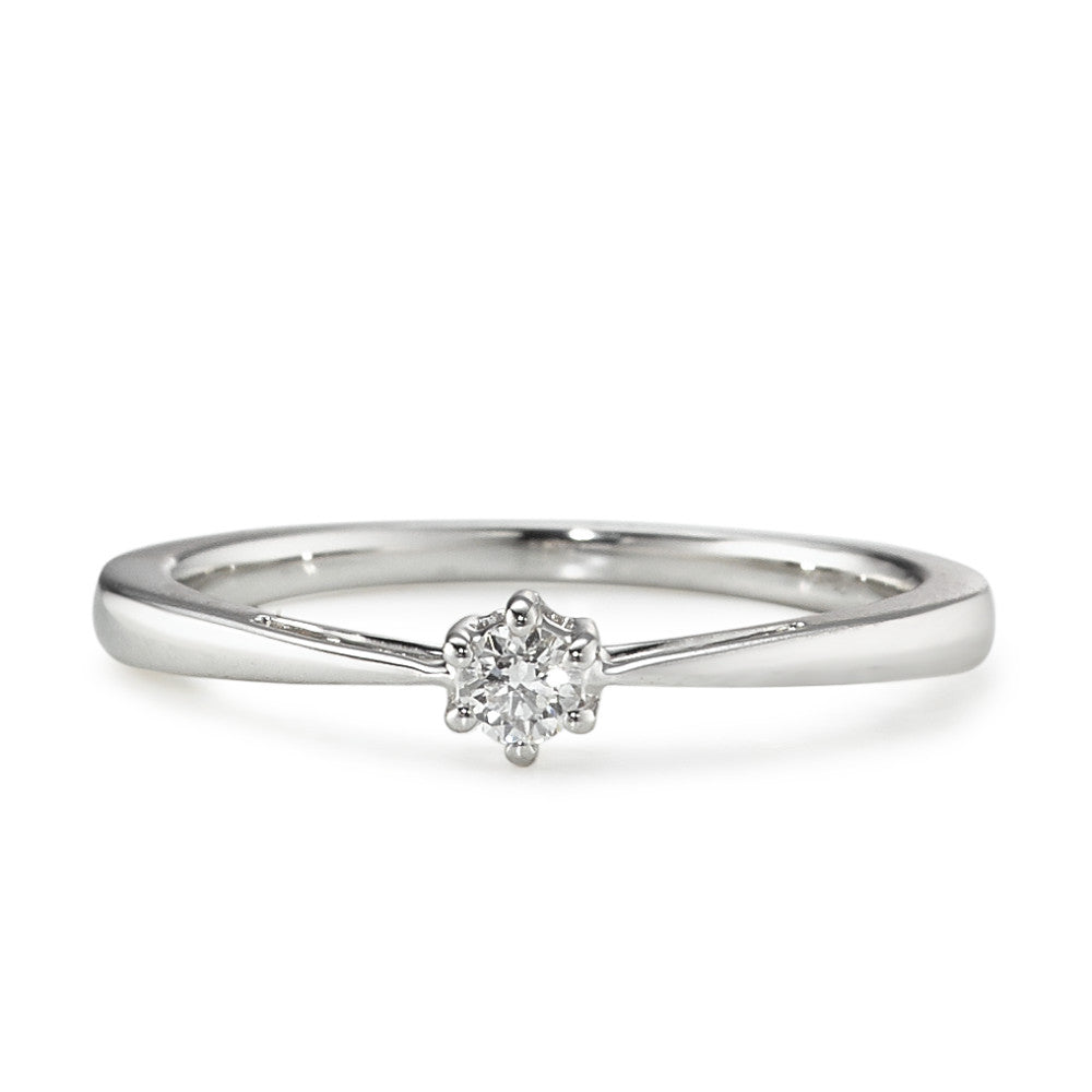 Solitaire ring 18k White Gold Diamond 0.10 ct, w-si