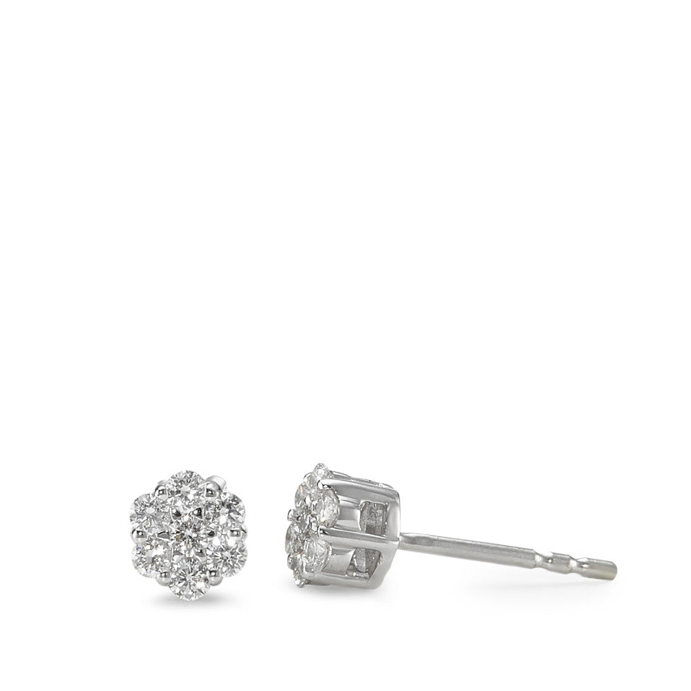 Stud earrings 18k White Gold Diamond 0.25 ct, 14 Stones, w-si Ø4.8 mm