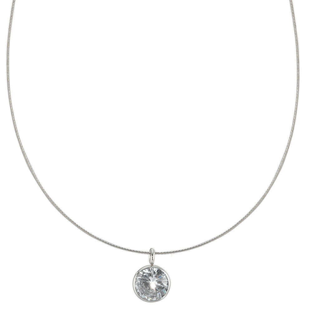 Necklace Stainless steel Zirconia 42 cm