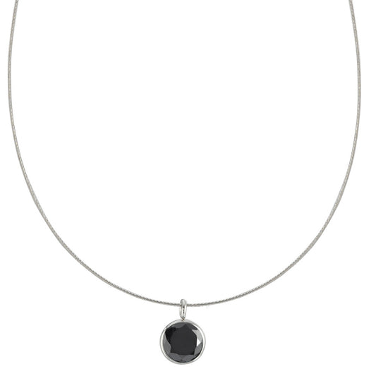 Necklace Stainless steel Zirconia Black 42 cm