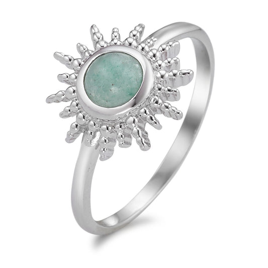 Ring Silver Aventurine Rhodium plated Sun Ø12 mm