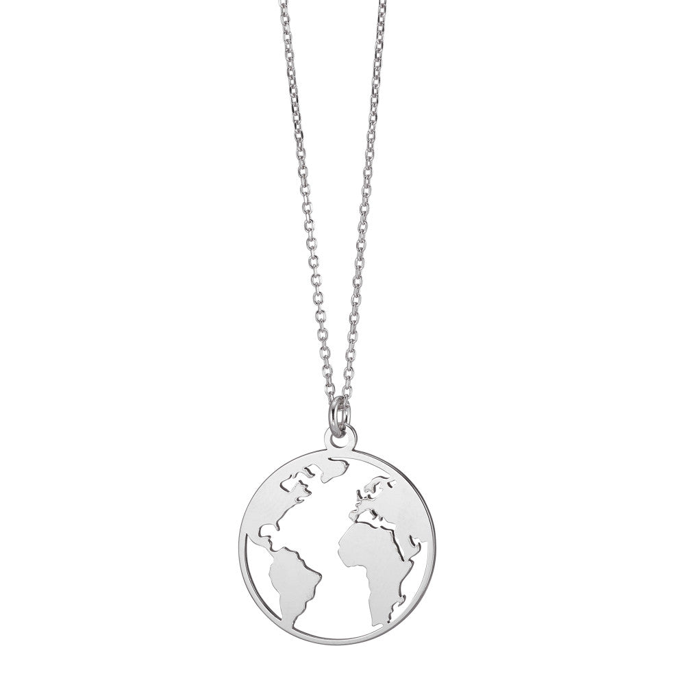 Necklace Silver Rhodium plated Globe 40-45 cm Ø20 mm