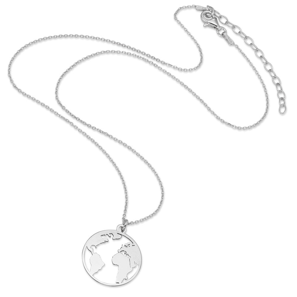 Necklace Silver Rhodium plated Globe 40-45 cm Ø20 mm