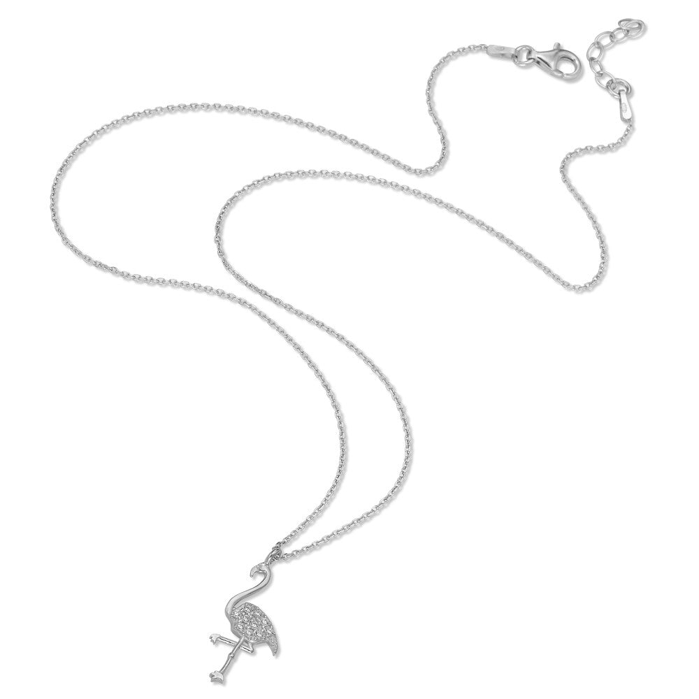 Necklace Silver Zirconia Rhodium plated Flamingo 40-42 cm