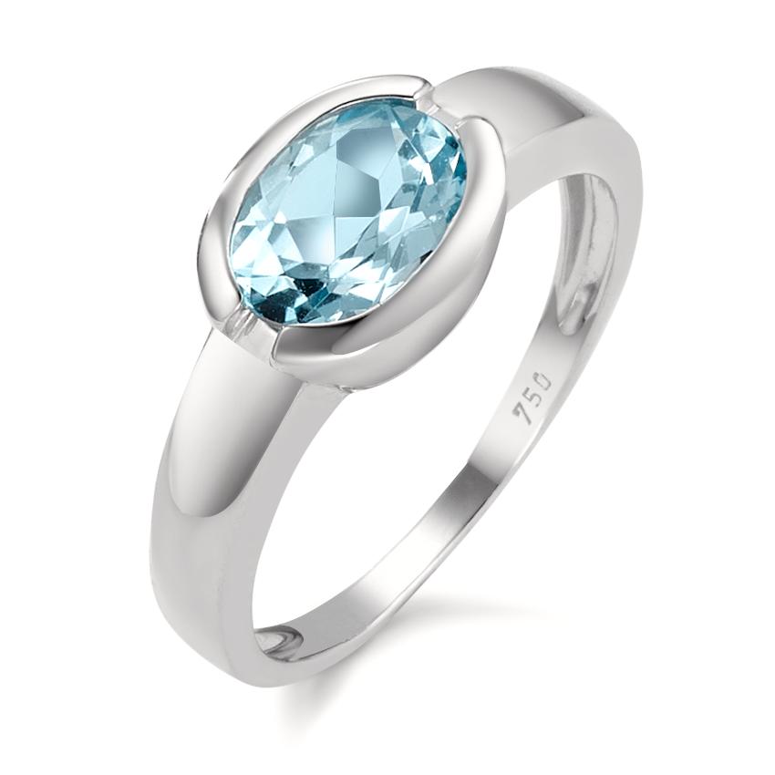 Ring 18k White Gold Topaz Blue