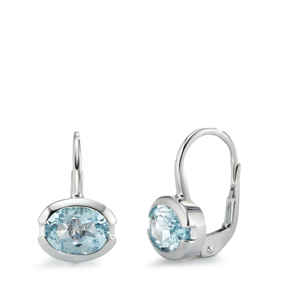 Drop Earrings 18k White Gold Topaz Blue, 2 Stones