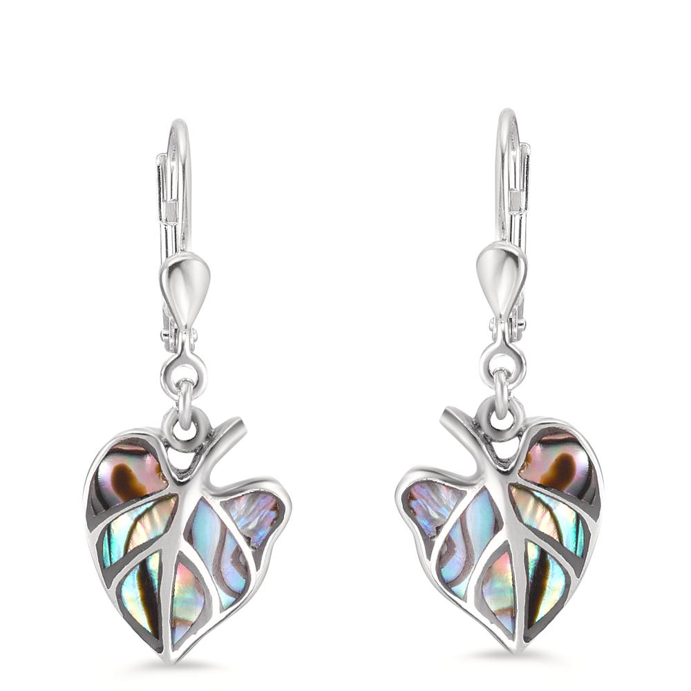 Drop Earrings Silver Abalone Leaf