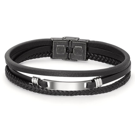 Bracelet Leather, Stainless steel 21 cm