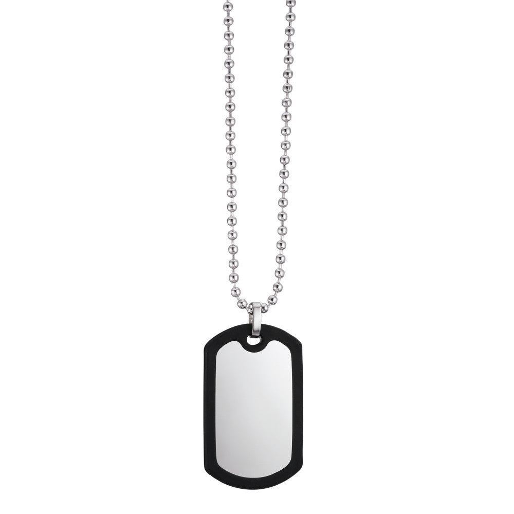 Engravable pendant Stainless steel, Rubber 50 cm