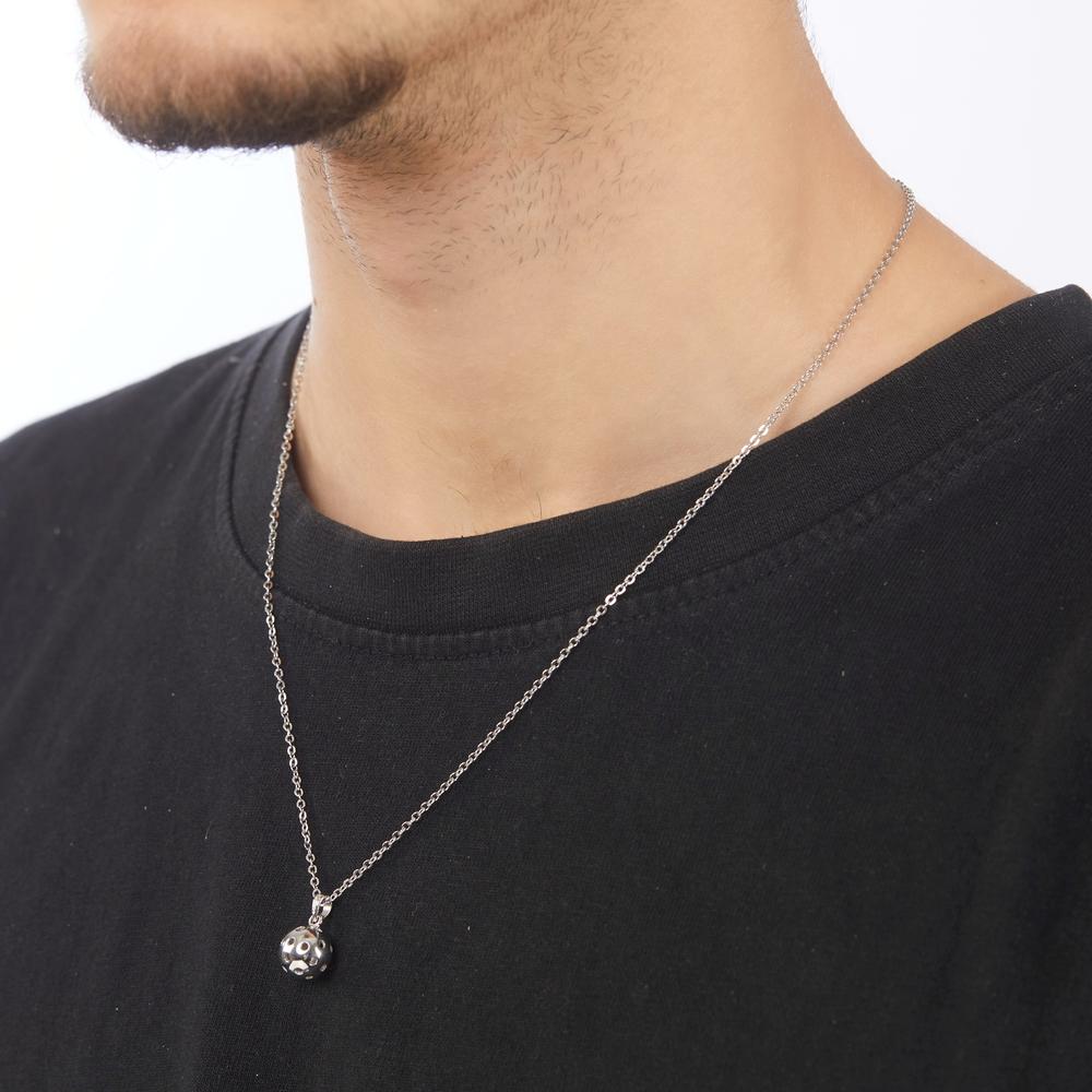 Necklace with pendant Stainless steel Black IP coated Football 45-50 cm